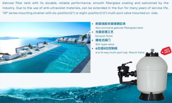 SGF500 réservoir de filtre à sable pour piscine Gelcoat à montage latéral