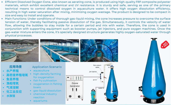 S400-H1050 Cône d'aération, adapté à l'aquaculture, piscine de haute qualité.