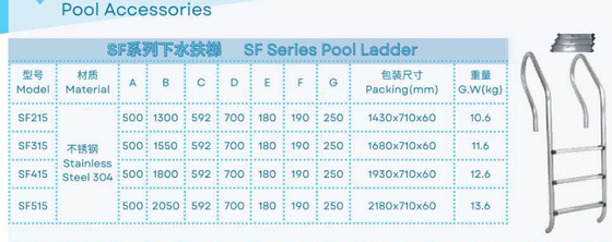 SF215 échelle de piscine en acier inoxydable