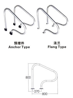 Rails d'escalier de piscine SS316 de l'argent 1.0mm