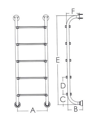 4 échelle de piscine d'acier inoxydable d'étapes 1.0mm