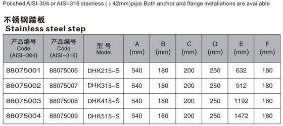 4 échelle de piscine d'acier inoxydable d'étapes 1.0mm
