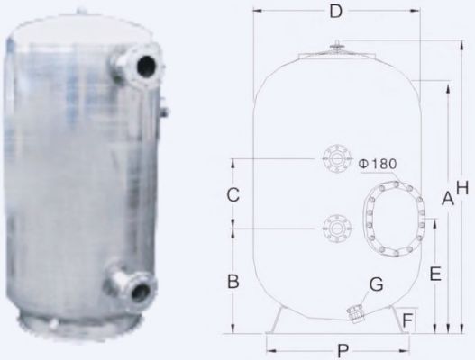 filtres de sable commerciaux de piscine de 15m3/H 800mm
