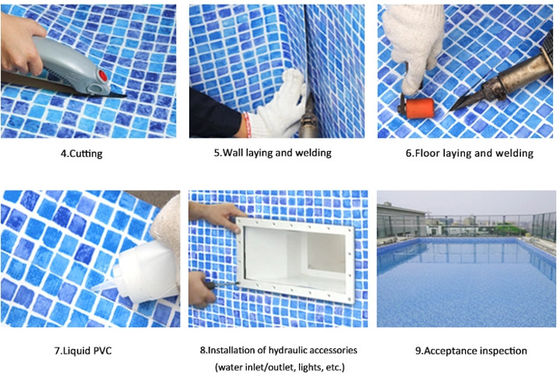Le rectangle imperméabilisent le revêtement de piscine de PVC de 1.2mm