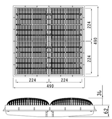 Drain de plancher moulu ci-dessus de piscine de SS304 490x490mm