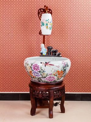 Cuvette à la maison de poissons de GV Koi de décoration avec le modèle de pivoine