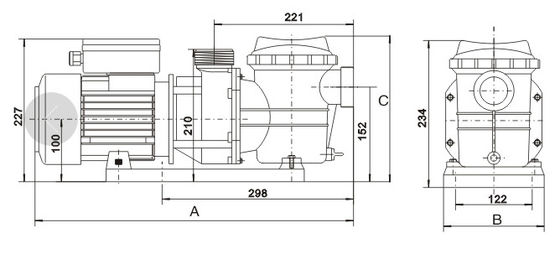 Pompes de fontaine de piscine de 1,5 pouces 220v 0.75HP