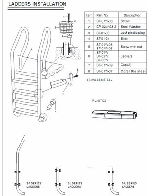 SS304 Inground Pool Ladder Steps