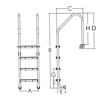 1.0mm Stainless Steel Swimming Pool Ladder