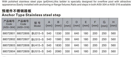 1.2mm Stainless Steel Swimming Pool Ladder
